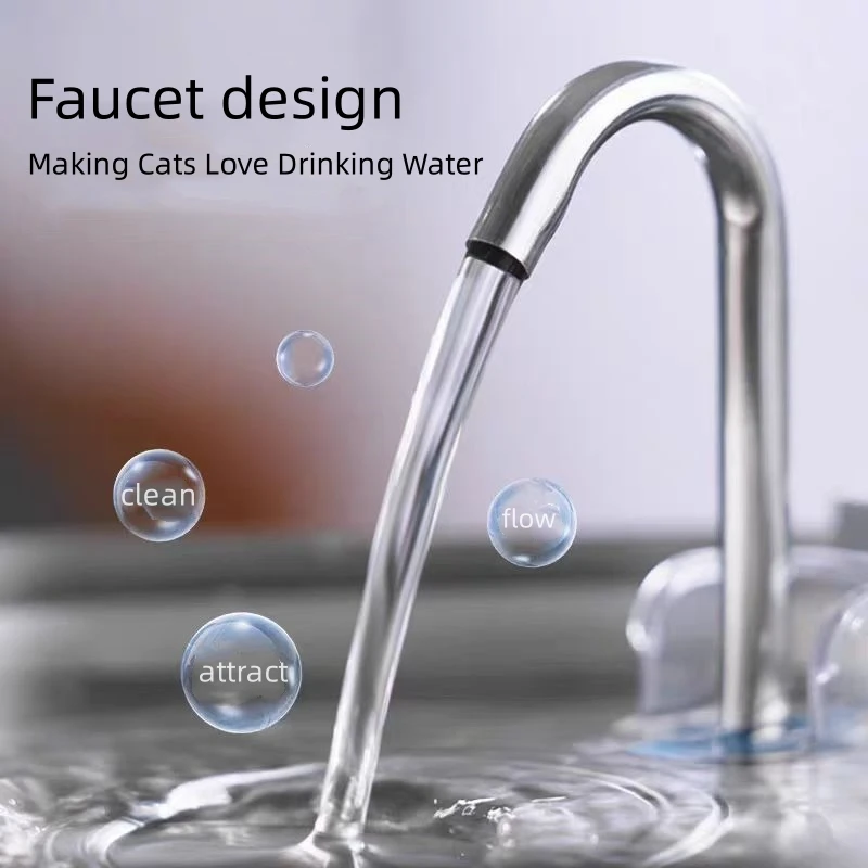 Stainless Steel Faucet Pet Water Dispenser, 3.2L Large Capacity, SUS304 Food Grade Automatic Filtration