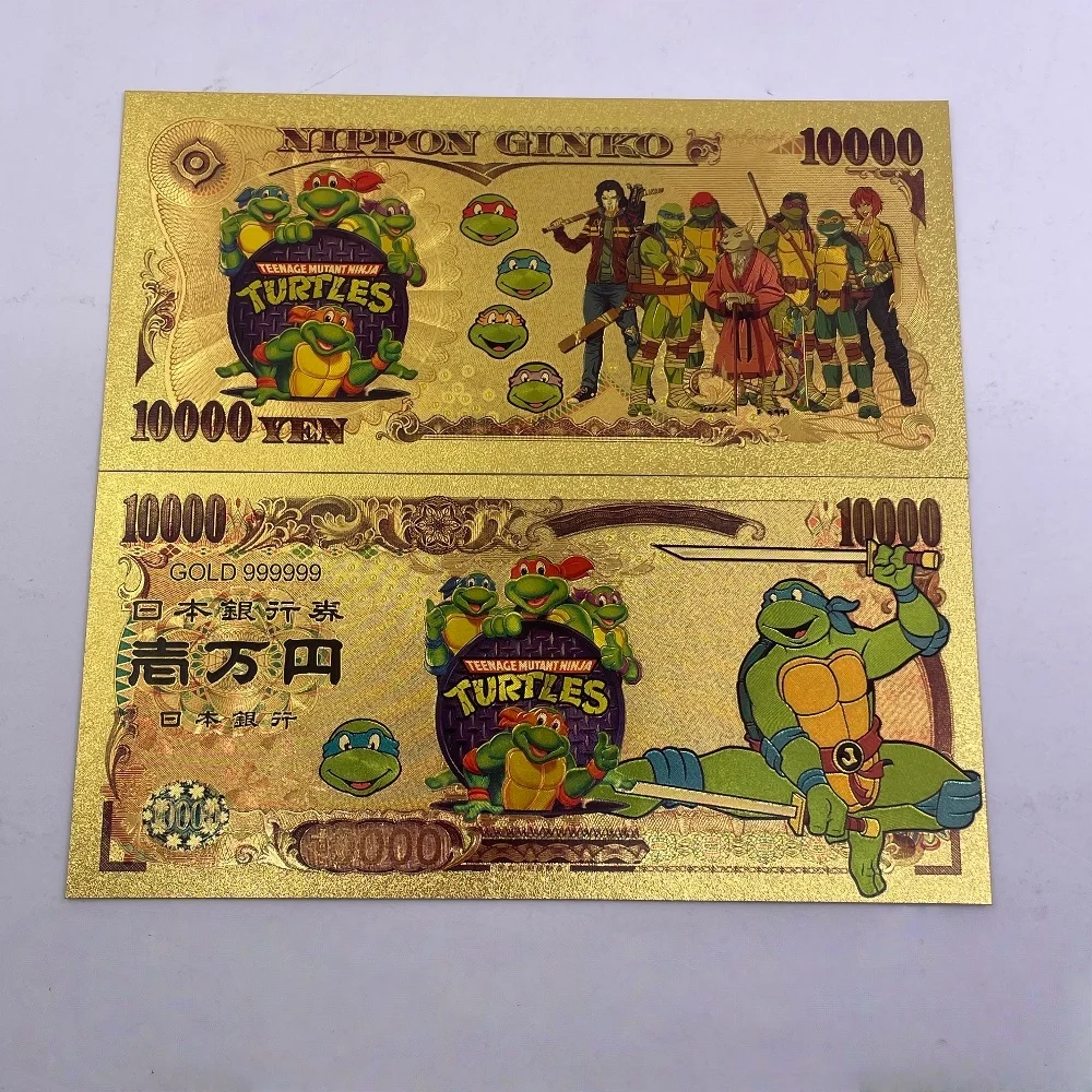 هدية الكريسماس سلاحف النينجا الذهب احباط الأوراق النقدية 5 قطعة/المجموعة أنيمي الأوراق النقدية التذكارية 10000 ين نمط جمع هدية لمحبي #3