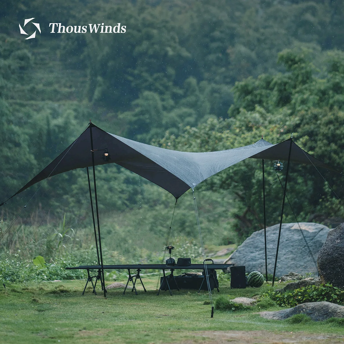 Imagem -03 - Tho Winds-ultralight Caminhadas Toldo Apenas 360g para 28 Pessoas 15d Duplo Revestimento de Silício Camping Canopy Sun Tarp 3x3 4x3 4x45 m