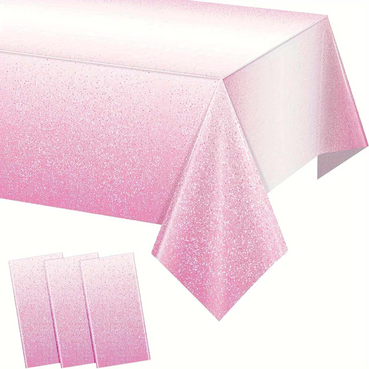 1 Pack, Pink Plastic Tablecloth For Parties, Gradient Pastel Pink Disposable Tablecloth For Rectangular Tables, Light Pink Sprin