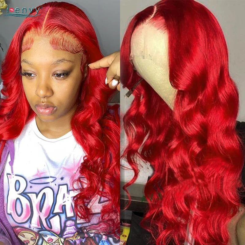 

Transparent Lace Frontal Wigs 13x4 Colored Red Lace Front Human Hair Wigs For Women 99J Burgundy Lace Front Wig Body Wave Wig