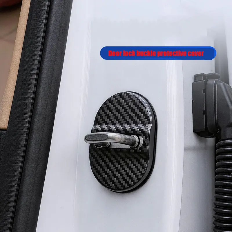 4-12Pcs Carbon Fiber Door Lock Covers Universal Shock-Absorbing, Noise-Reducing Rainproof Easy Peel & Stick Fit for Sedans/SUVs
