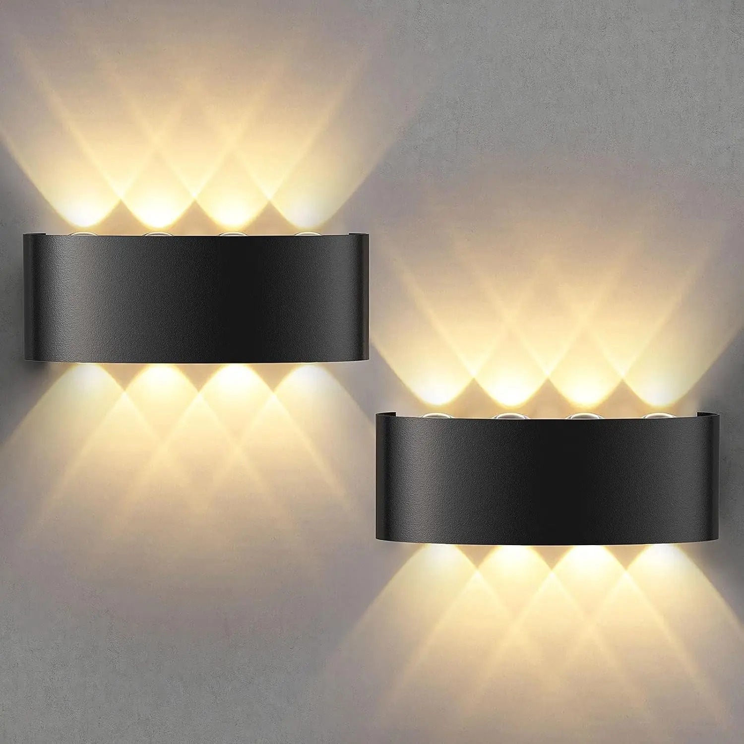 2 lampes murales LED d'extérieur, éclairage mural haut et bas, IP65, étanche, lumière blanche froide, blanche chaude, neutre, 4W, 6W, 8W, 10W, abat-jour en ABS, adapté à l'intérieur de la maison,