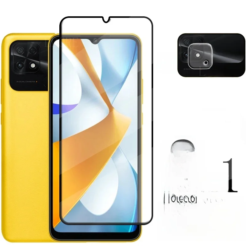 6-in-1 dla Poco C40 szkło dla Xiaomi Poco C40 pełna obudowa z hartowanego szkła zabezpieczenie ekranu dla Poco C 40 C40 szkło obiektywu — zdjęcie 2