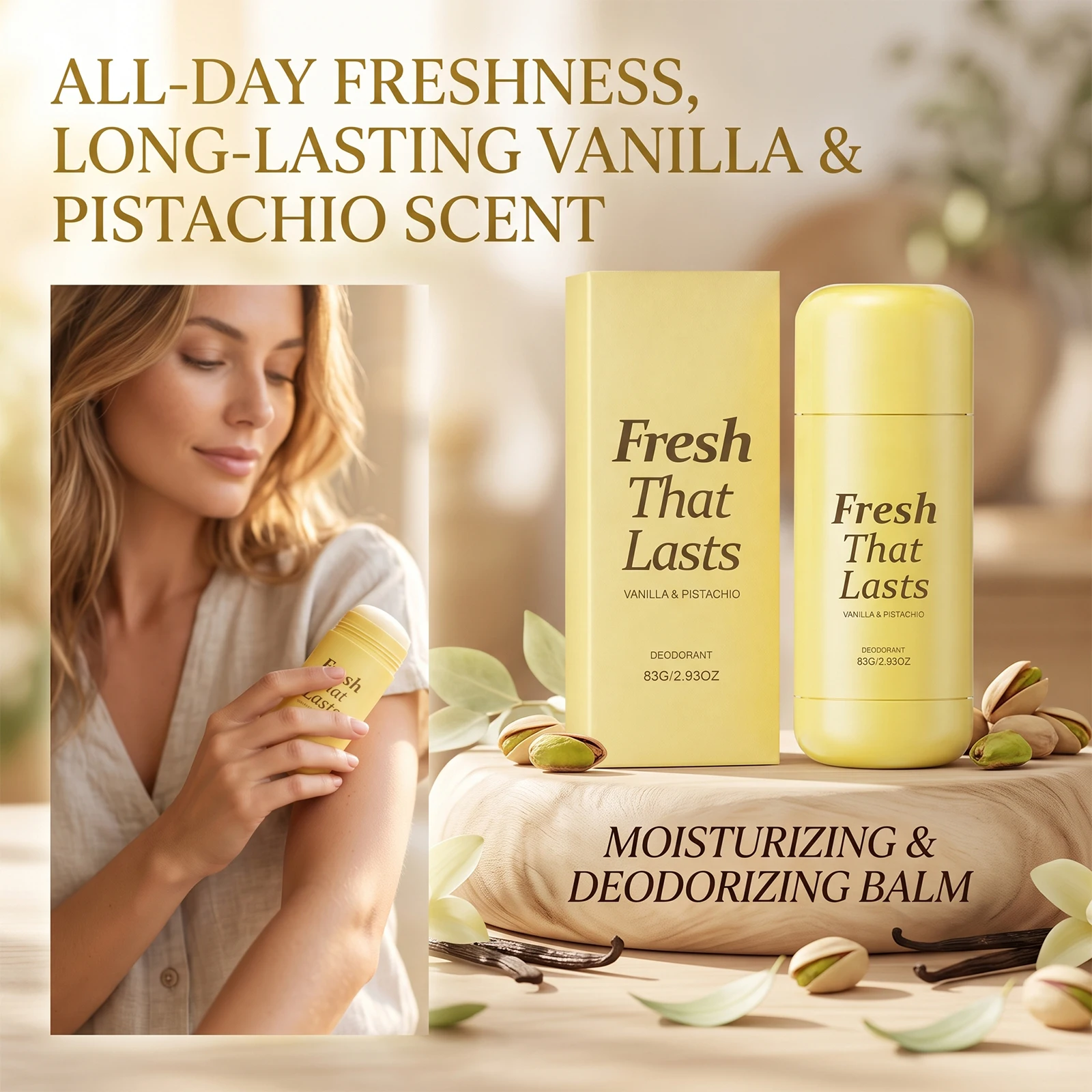 Vanilla Pistachio Scent Deodorant Stick Fresh That Lasts Long-Lasting Fresh Scent Odor Remover Moisturizing Daily Underarm Deodorizer
