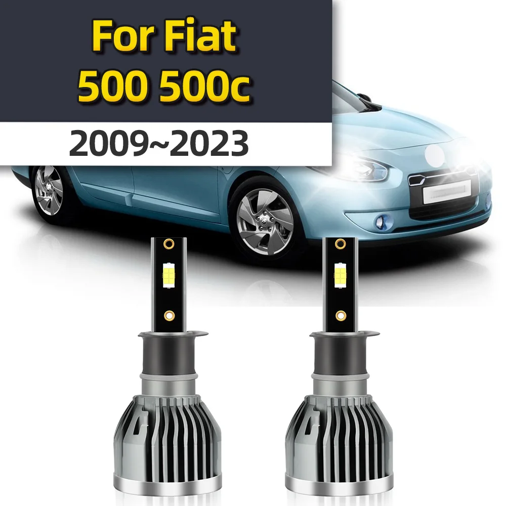 

For Fiat 500 500c 2009 2010 2011 2012~2023 Led Headlight High Power 120W CSP H3 Turbo Driving Lamps Car Headlamp Fog Light 6000K