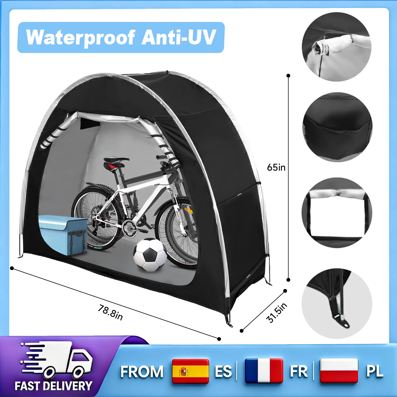 Tente de garage imperméable pour 2 vélos, abri de rangement extérieur pour vélos, protection UV, pliable et portable, housse de vélo pour jardin