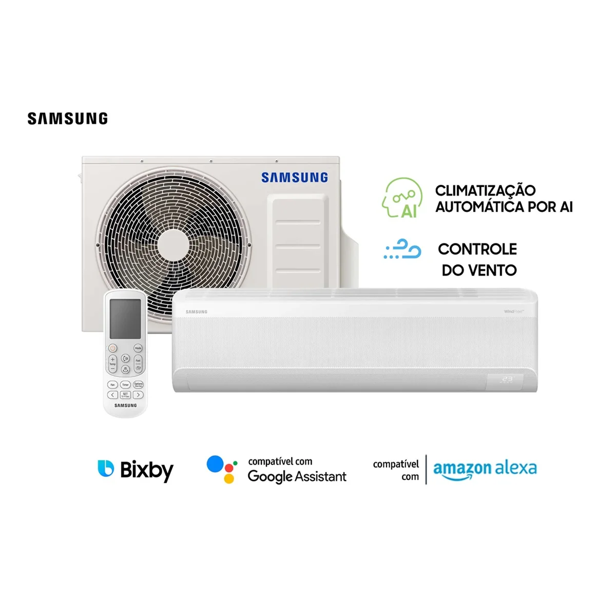 AR CONDICIONADO SPLIT SAMSUNG WINDFREE AI 24000 BTUS INVERTER FRIO 220V
