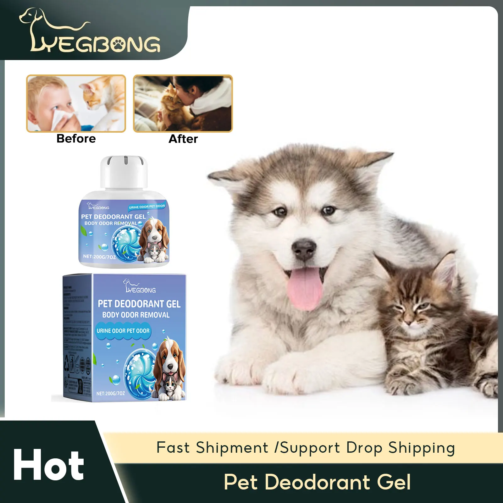 

Pet Deodorant Gel Air Freshener Dogs Bad Smell Removal Cats Body Odor Absorber Long Lasting Not Irritating Pet Odor Remover Gel