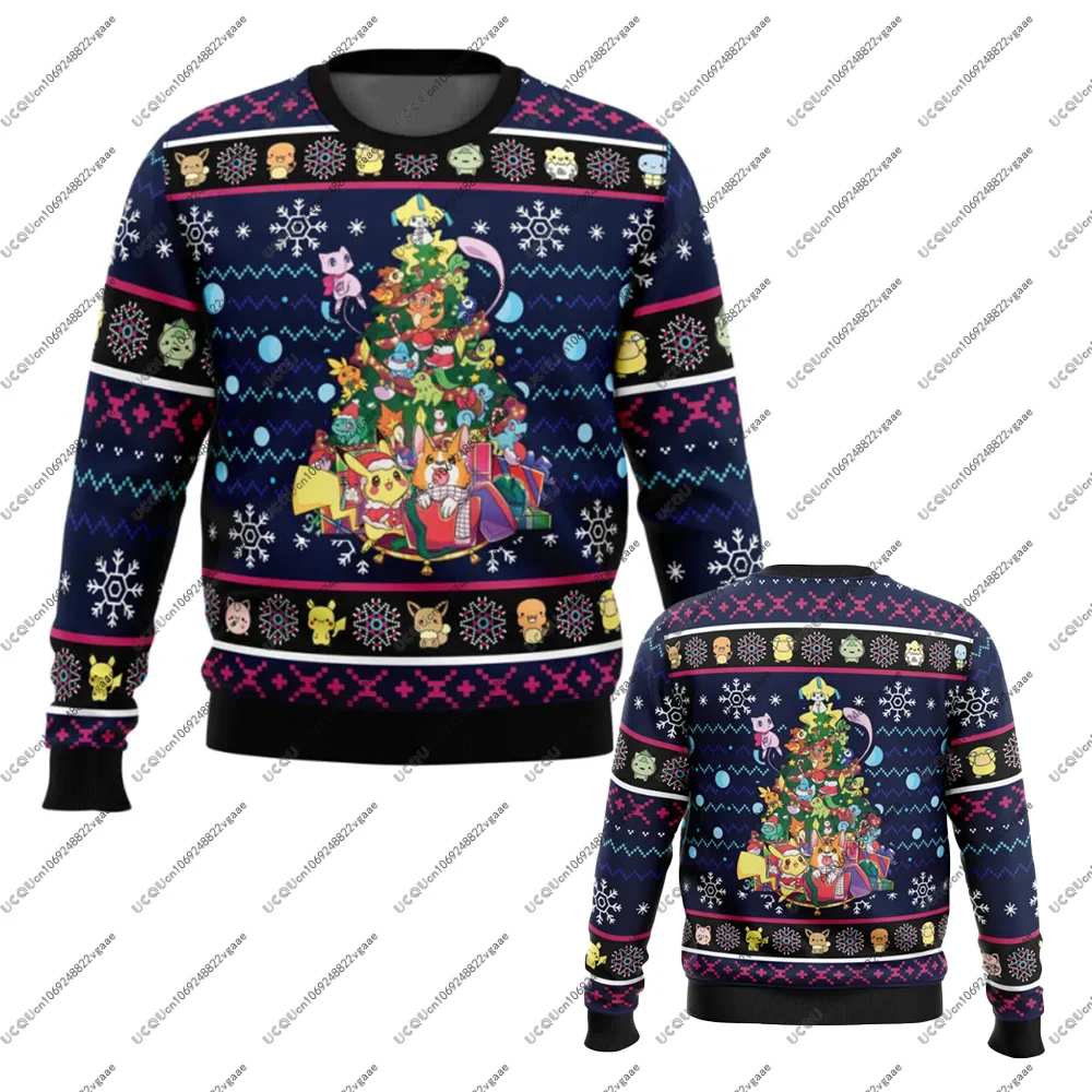 2026 regalo hombres niños camiseta sudadera niños árbol Pokemon Top feo adulto camiseta Sudadera con capucha Y2k Navidad P-Pikachu-u Otoño Invierno