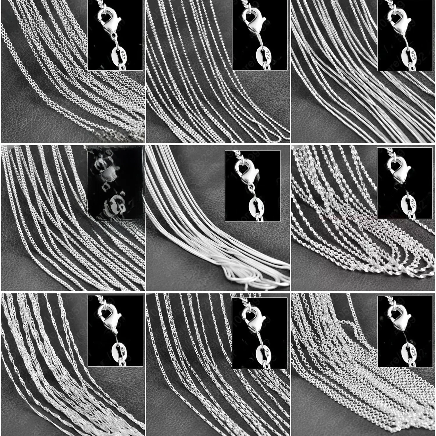 10PCS Großhandel Reine 925 Sterling Silber Charme Link Kette Halskette Schmuck mit Stark Glatte Hummer-haken 16-30 zoll