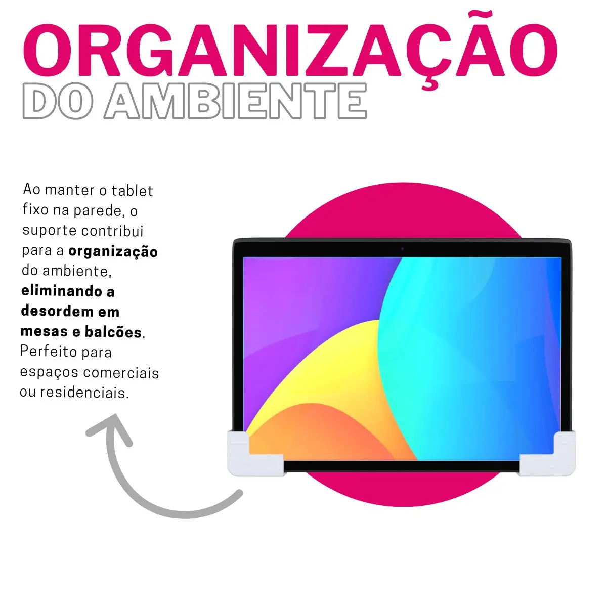 Suporte Stand De Parede Fixo Compatível com Tablet Universal