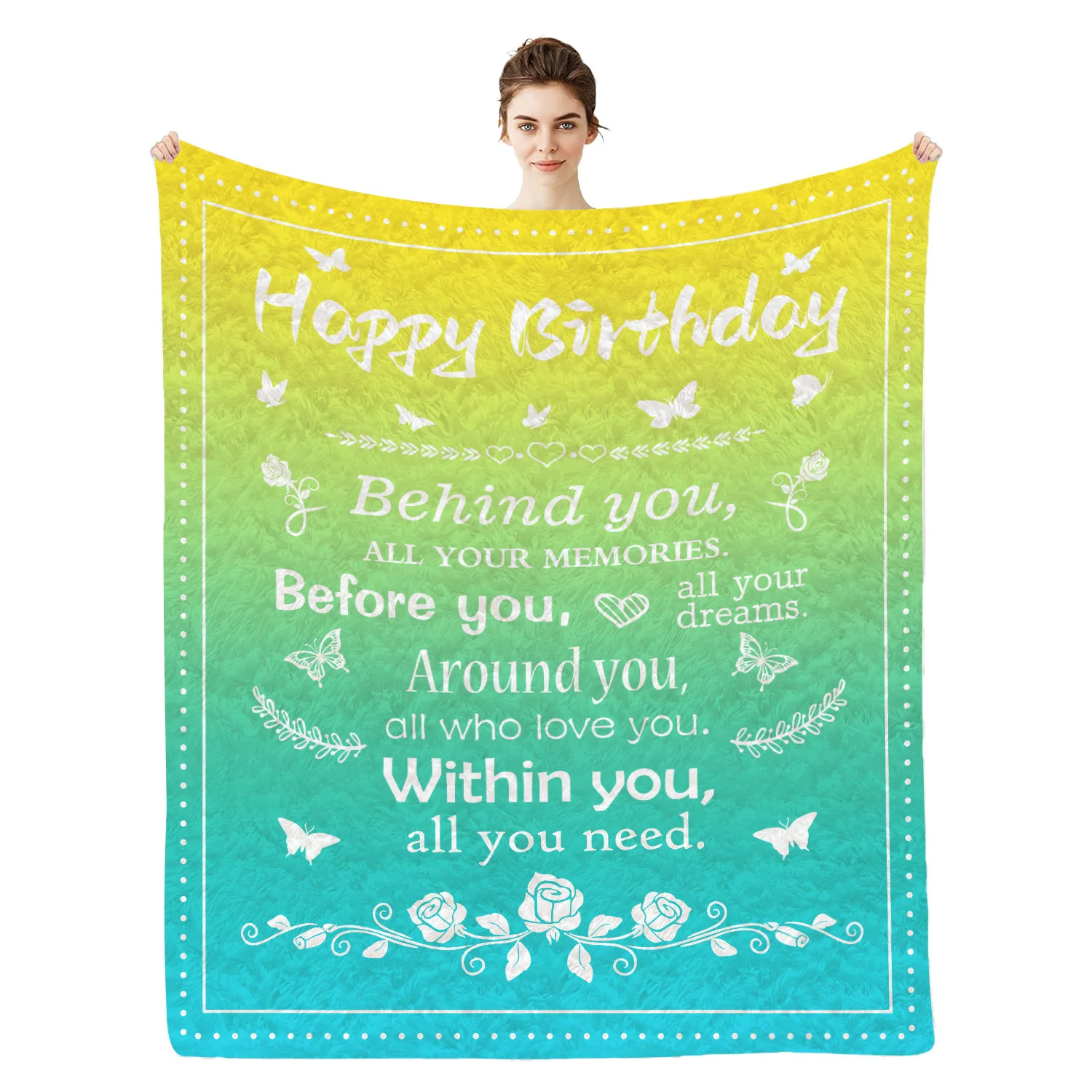 

Happy Birthday Flannel Blanket Birthday Gift for Women/Men/Her/His Friendship Blanket Throw Blanket