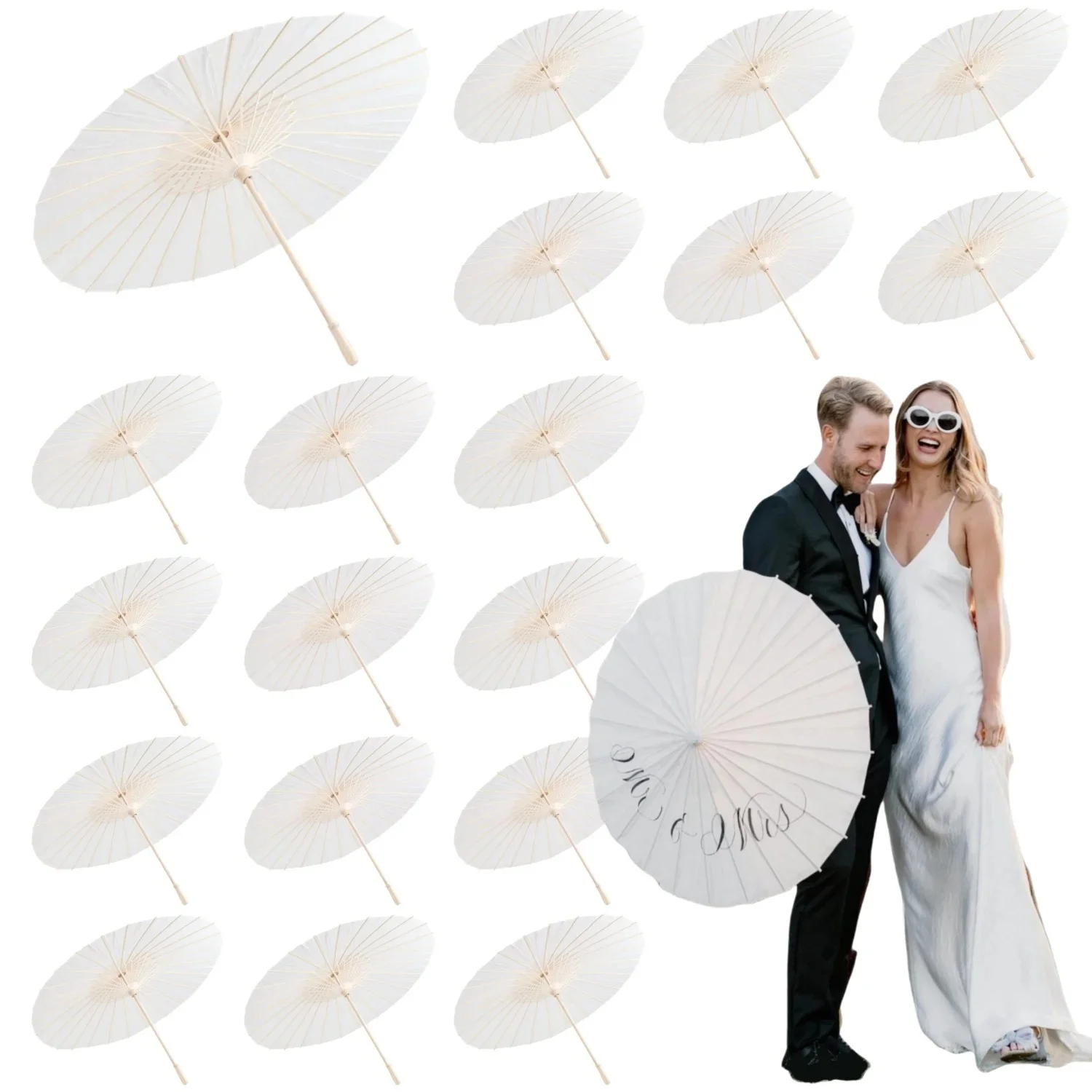 10–30 Stück Papier-Sonnenschirme, 60/80 cm, Bambus-Regenschirme, Hochzeit, Papier-Regenschirme, Partygeschenke für Brautparty-Mittelstücke, Foto-Requisiten