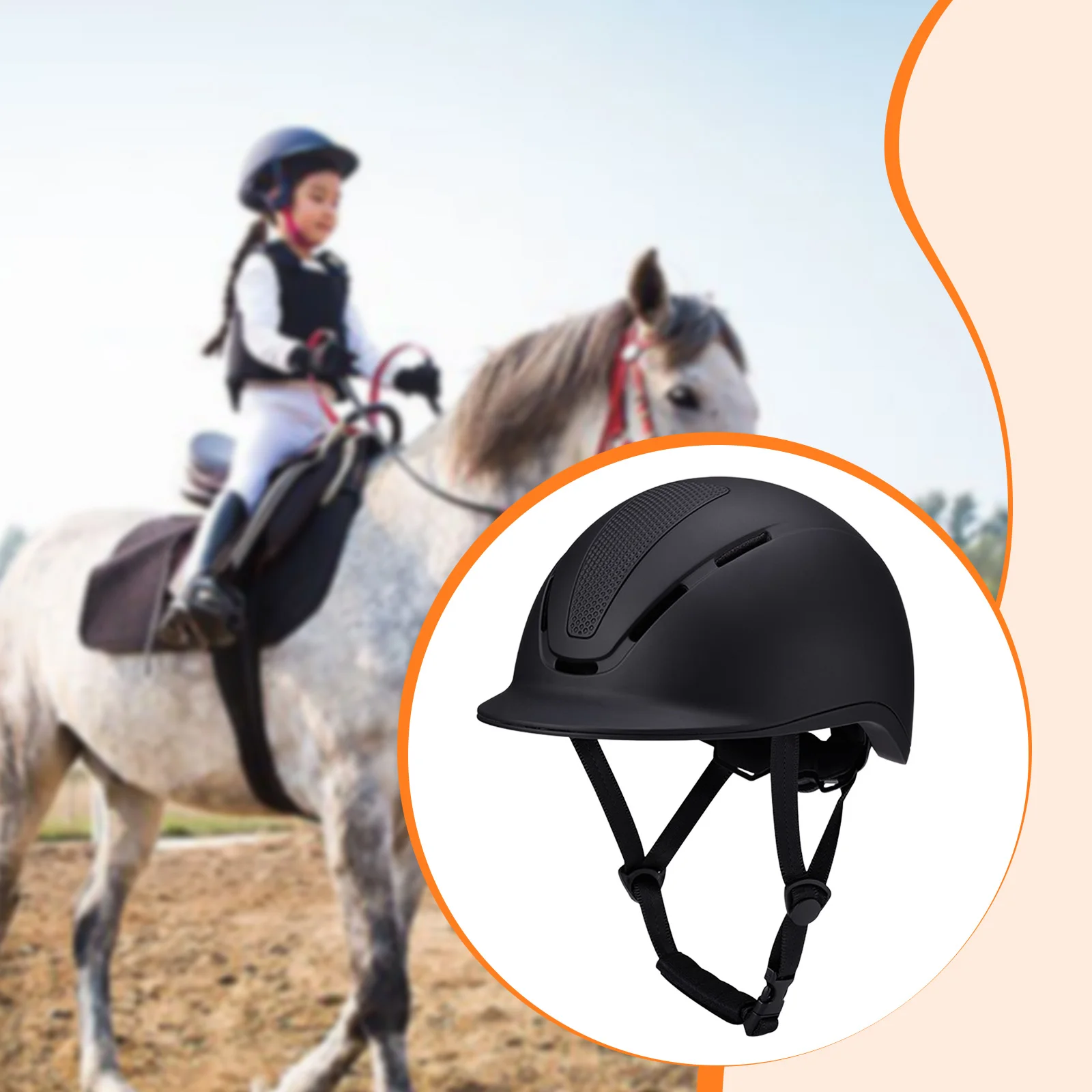 หมวกขี่ม้าแบบปรับได้พร้อมสายรัดคาง อุปกรณ์ป้องกันศีรษะแบบคลาสสิกสำหรับขี่ม้าและปั่นจักรยาน