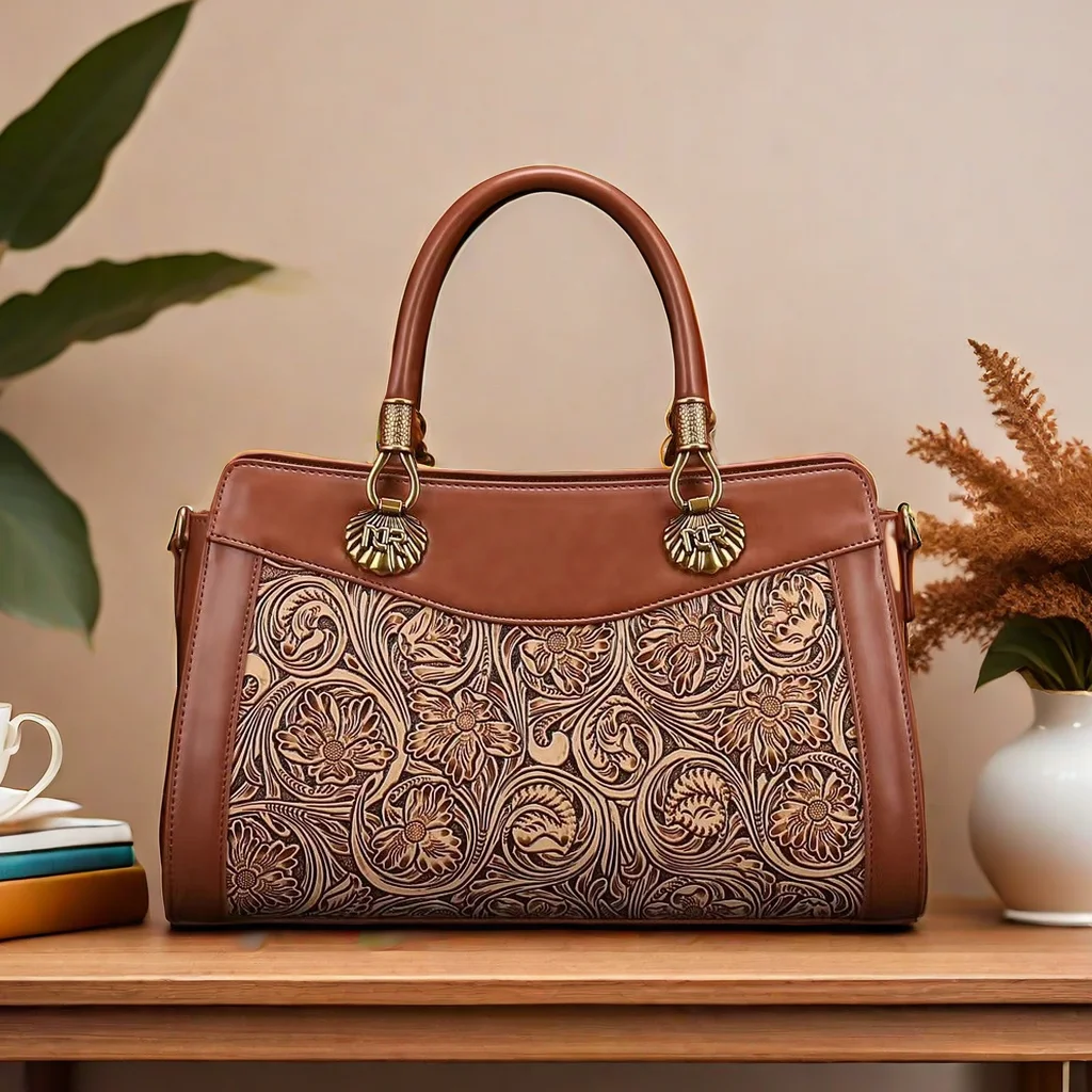 2024 new retro embossed three-dimensional relief pu tote bag shoulder bag exquisite workmanship