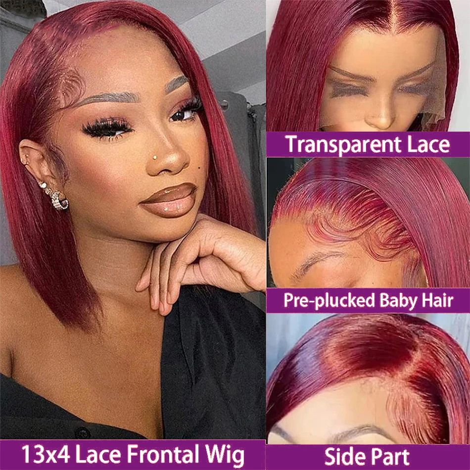 버건디 99J 220 밀도 스트레이트 숏밥 13x4 H - Pre Parted 13X4 Lace Front Bob Wig 리뷰 및 가격