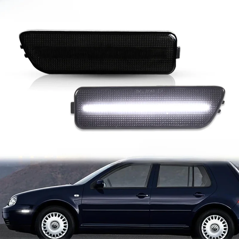 2 SZTUKI Samochodowe przednie światła obrysowe LED zderzaka bocznego Lewy i prawy kierunkowskaz do VW Jetta GOLF MK4 1999-2005 — zdjęcie 2