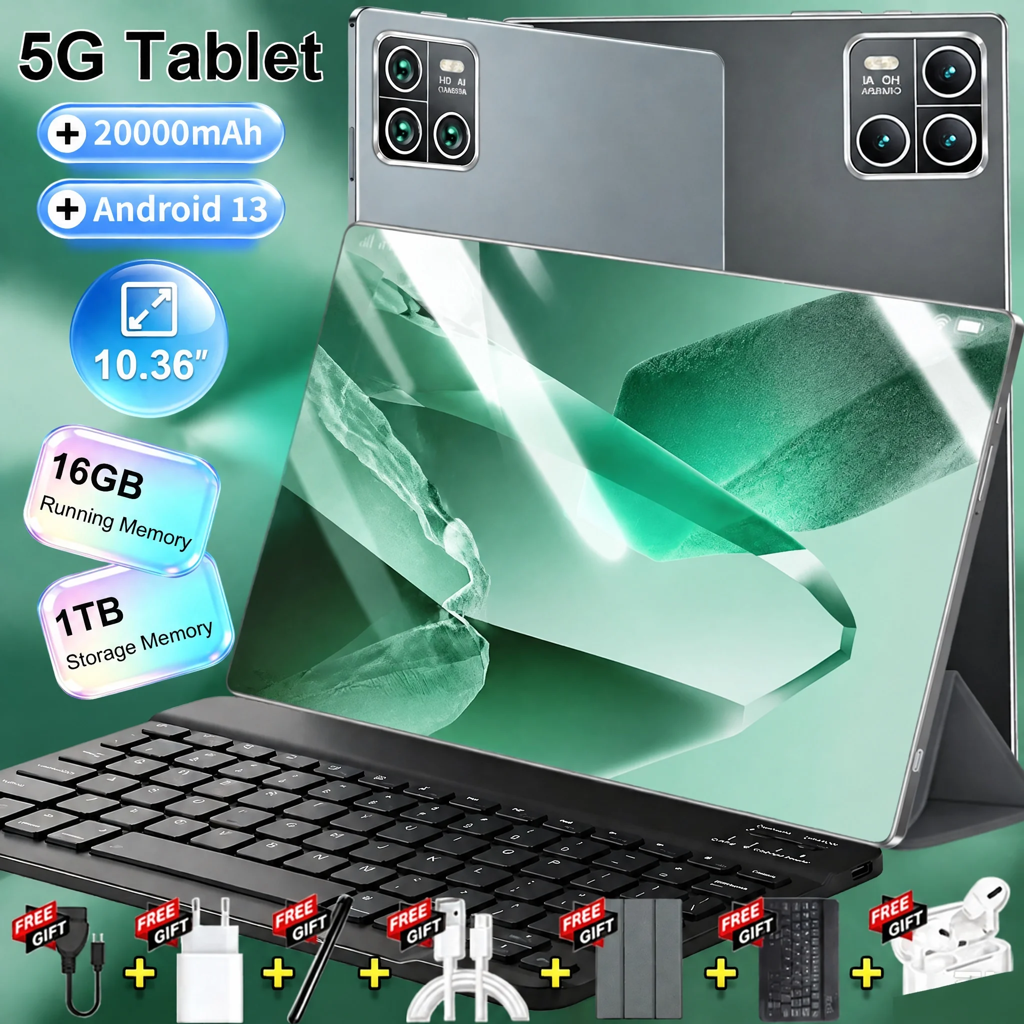 Tableta Android de 10,36 pulgadas, modelo 2026, versión global, ideal para disfrutar de contenido multimedia, batería de larga duración de