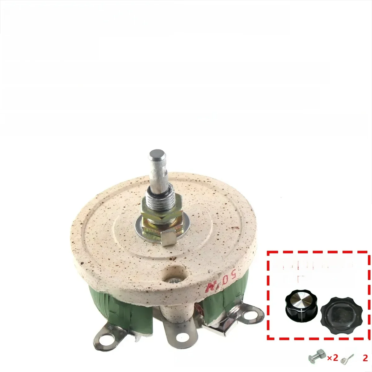 50W BC1 reostat dużej mocy obrotowy zmienny drut zwijany kształt dysku regulowany rezystor przesuwny 1R 2R 3R 5R 10R 15R 20R 25R-2K — zdjęcie produktu 7
