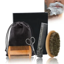 Pettine per barba professionale in setole di cinghiale morbido pettine per barba parrucchiere strumenti per pennelli da barba Kit pettine per baffi da uomo sacchetto regalo