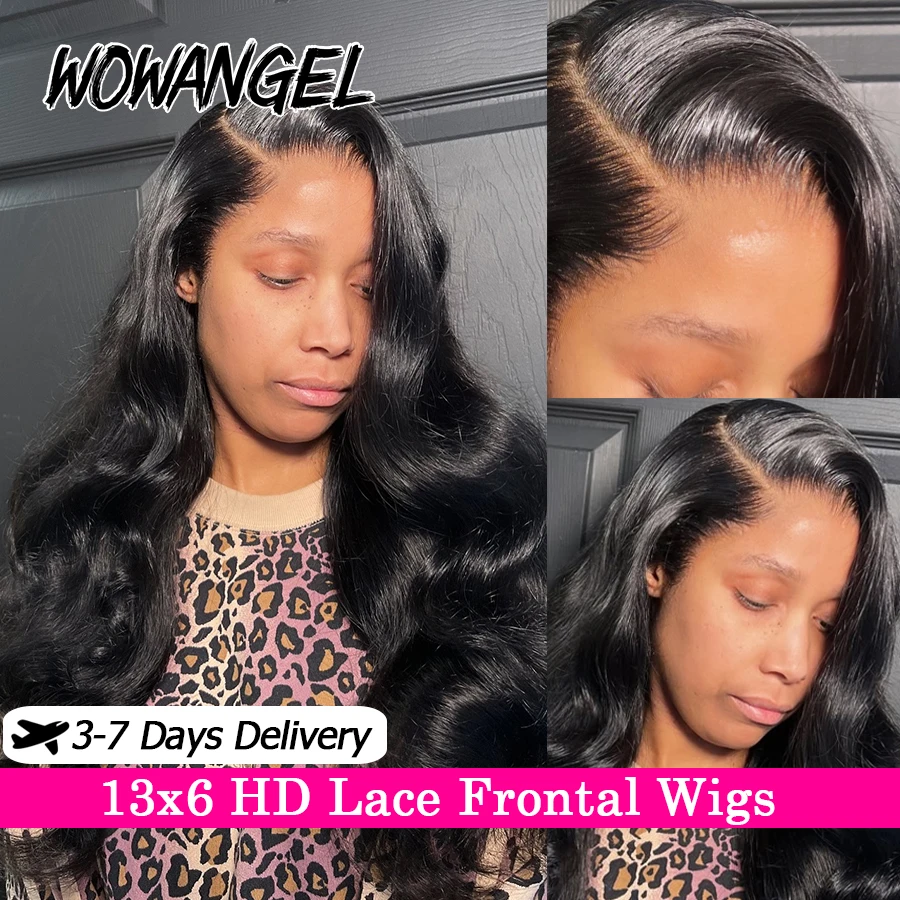 

30/34in 13x6 HD Lace Front Human Hair Wigs 250% Body Wave Wigs Skins Melted Deep Side Parting Remy Brazilian Hair For Women