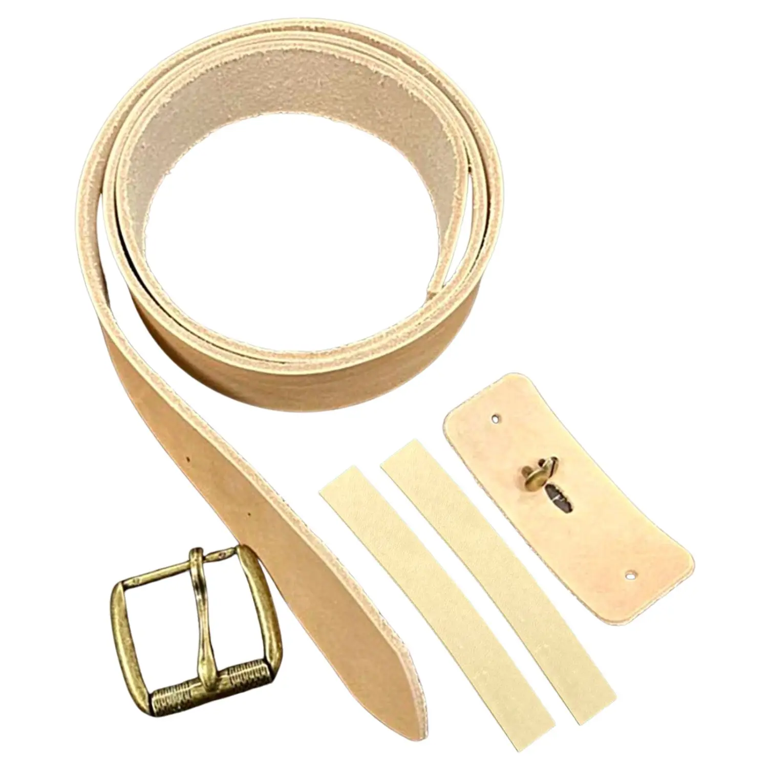 DIY Vegetable Tanned Leather Belt Making Set, Piece Of Leather Cut To Make Belt Measuring 130x4x0,36 cm And Belt Buckle