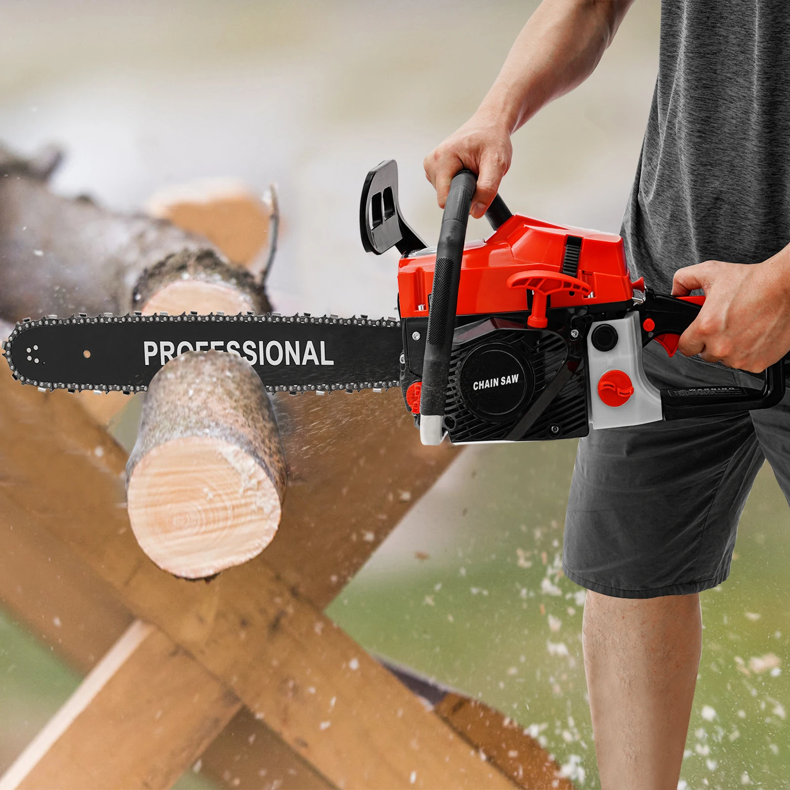 

Petrol Chainsaw, Handheld Petrol Chain Saws, 20 Inch Gasoline Chainsaw Good Heat Dissipation for Wood Cutting, Forest Felling