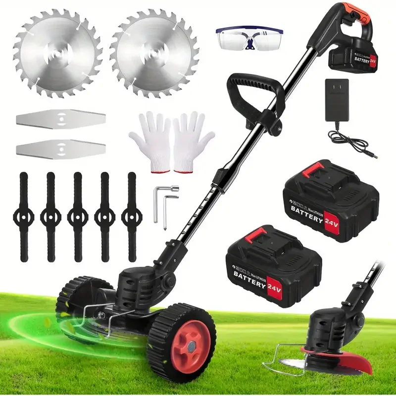 2025 Upgraded 24V Cordless Electric Weed Eater Lawn Edger Grass String Trimmer Cutter Mower For Yard Maintenance & Garden Care