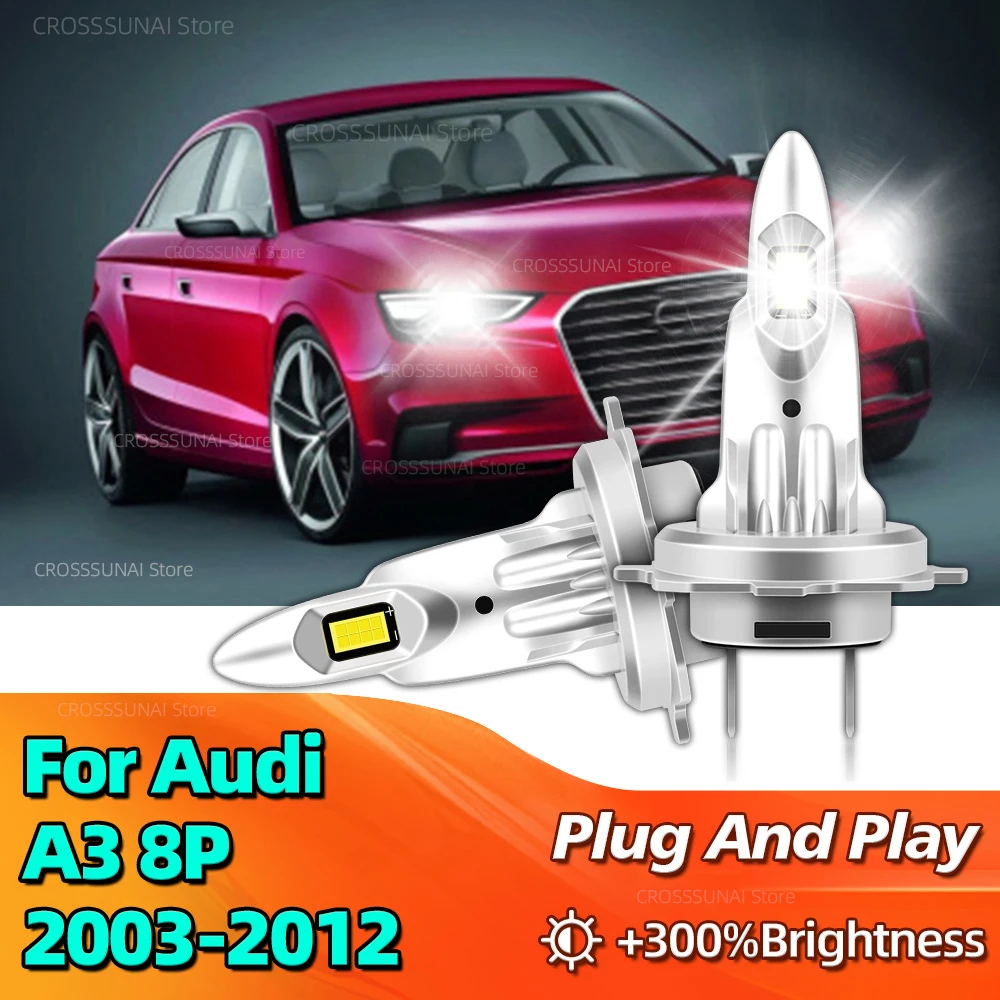 

2 шт. светодиодная лампа без вентилятора фары 180 Вт 6000 К Plug and Play автомобильная лампа для Audi A3 8P 2003 2004 2005 2006 2007 2008 2009-2012