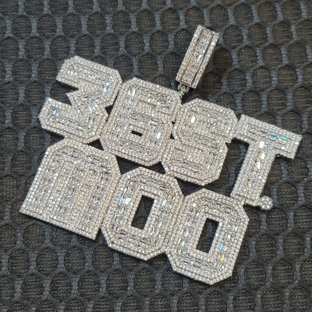 Custom Square Baguettecz Name Pendant Personalized Number Or Letter Necklace Chain For Him Her Birthday Gifts Hip Hop Jewelry