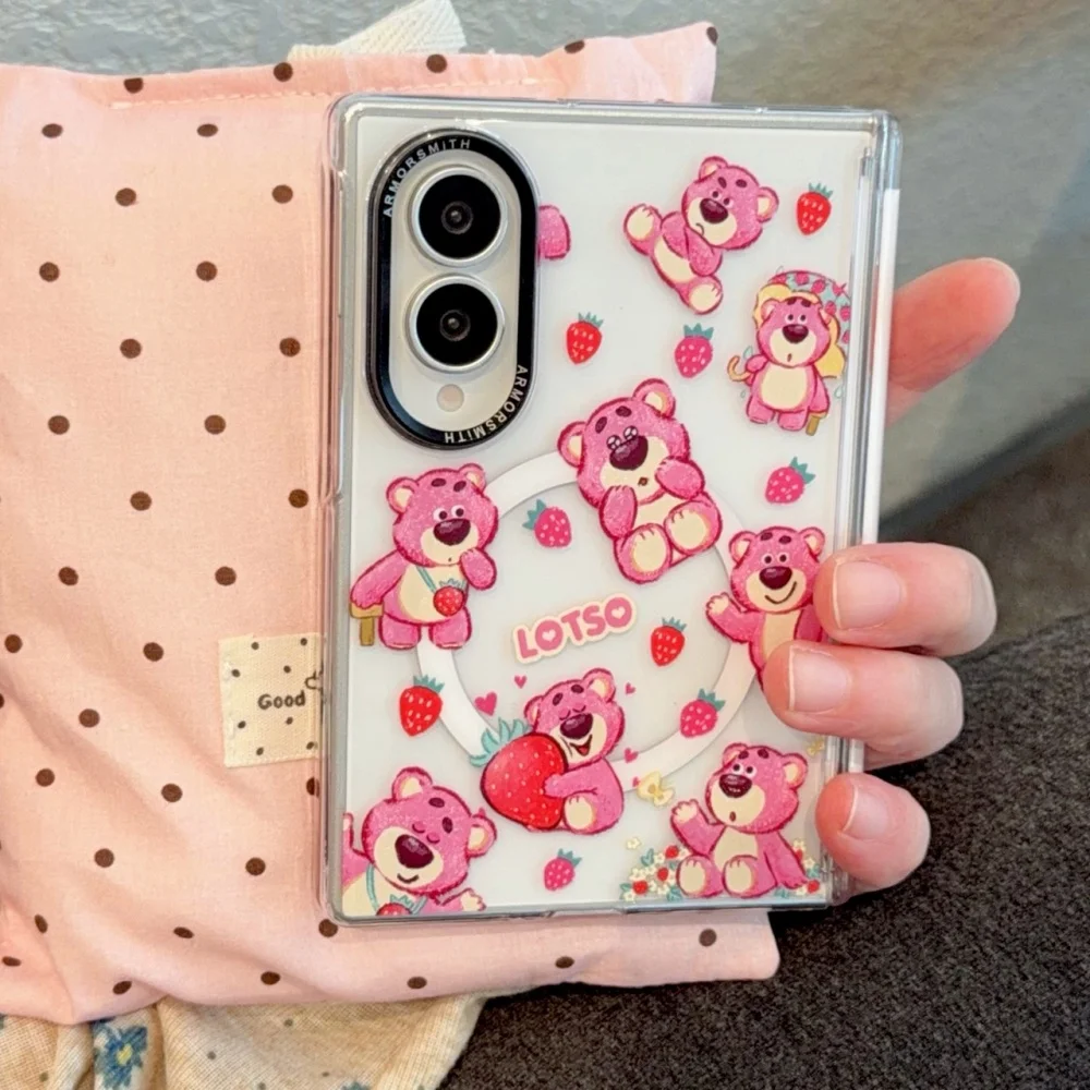 Cute Cartoon Character Phone Case for Samsung Galaxy Z Fold 8 Fold 8 Ultra Cover with MagSafe Stand Fashion Anti-Fall Set Kawaii