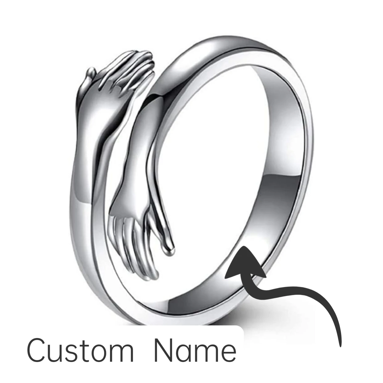 

Custom Name Two Hands Hugging Ring Women's Thumb Adjustable Stackable Opening Ring Couple Women's Adjustable Ring Gift For Her