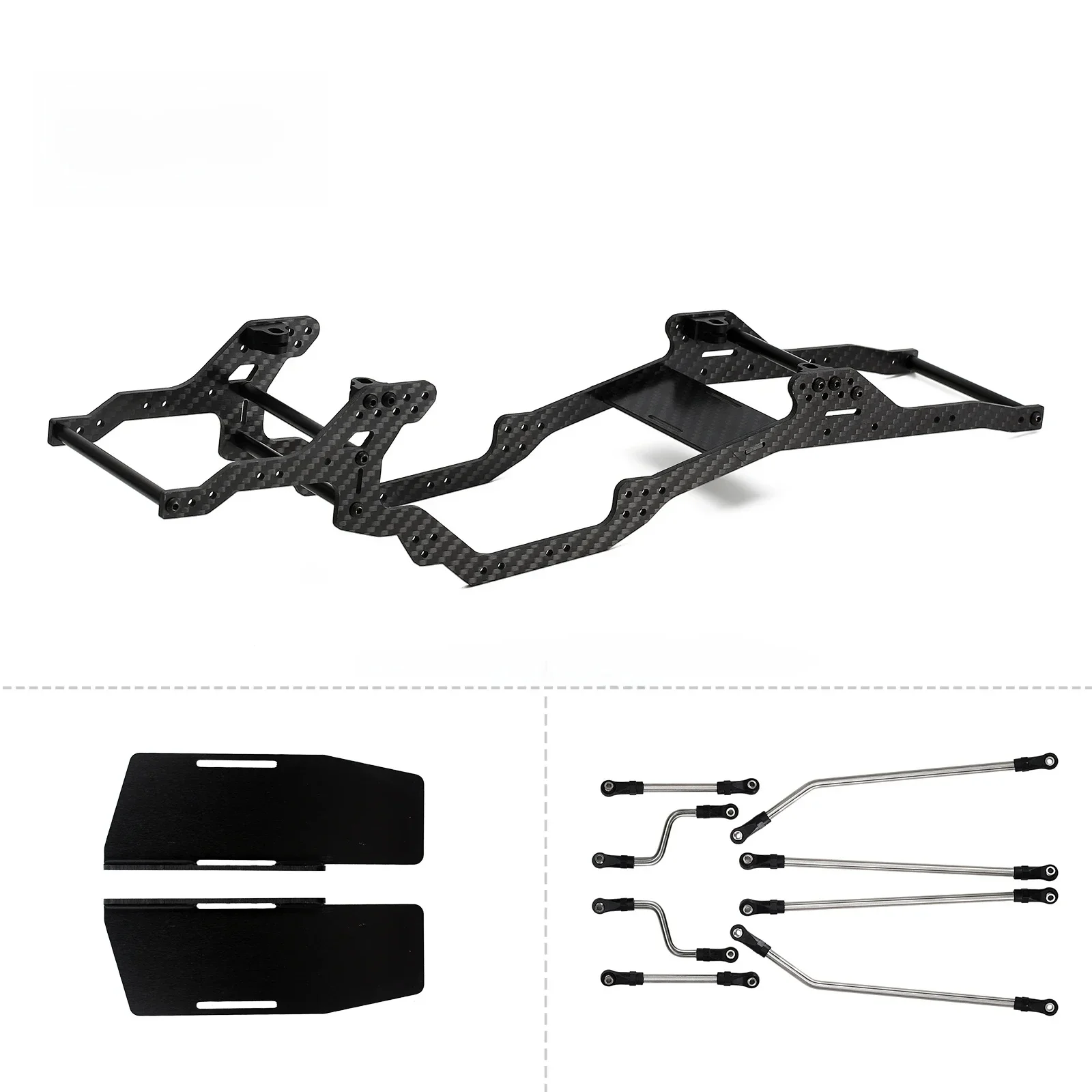 INJORA LCG zestaw podwozia z włókna węglowego belka ramy dla 1/10 gąsienica RC Axial SCX10 i SCX10 II 90046 części zamienne — zdjęcie 2