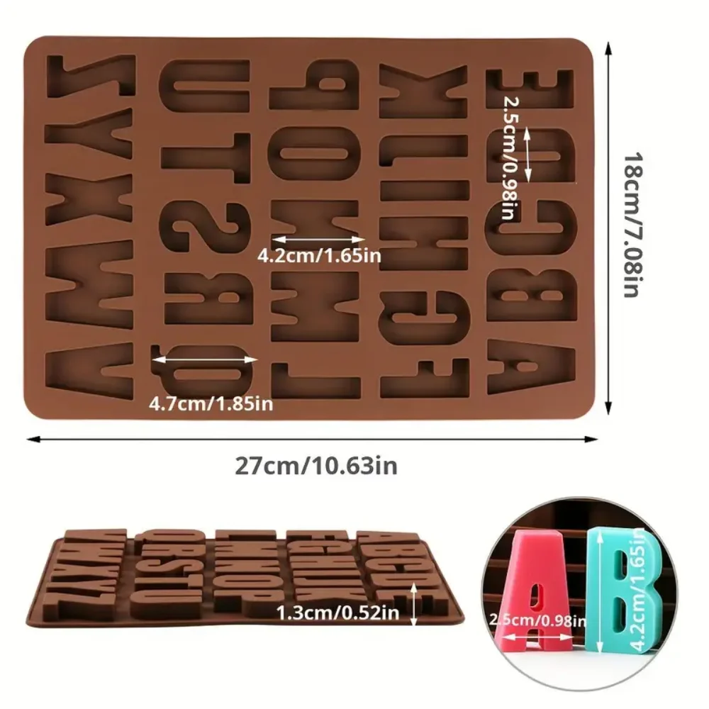 26-Letter Silicone Letter Chocolate Mold, Suitable for Chocolate, Cakes, Cookies Letter Molds, with Large Depth, Easy t