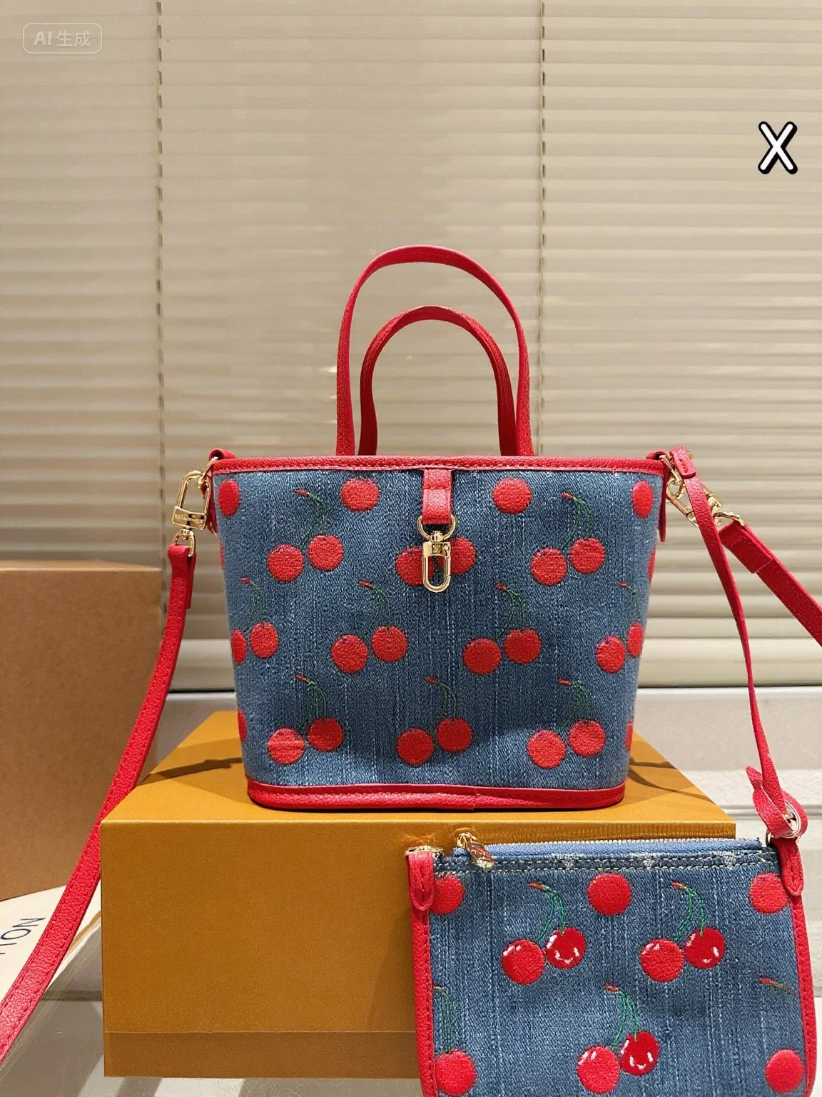 

2025 New 20X16 CM Fashionable Versatile bags leather cherry Portable can be carried on the shoulder no boxes