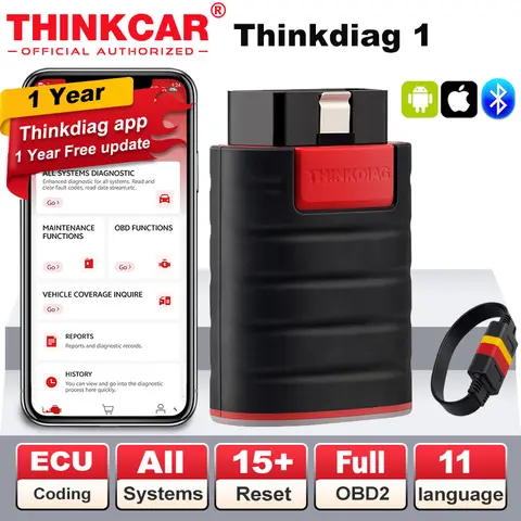 Thinkdiag OBD2 Scanner Bluetooth, Full System Bidirectional Diagnostic Scan Tool OE-Level Code Reader with ECU Coding,15+ Reset