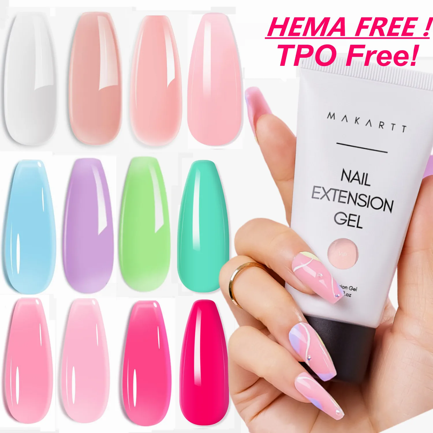 

Makartt Poly Nail Extension Gel 50ML Hybrid Gel Pink Clear White Nude Acryl Gel Trendy Nail Art Varnish Manicure UV LED Builder