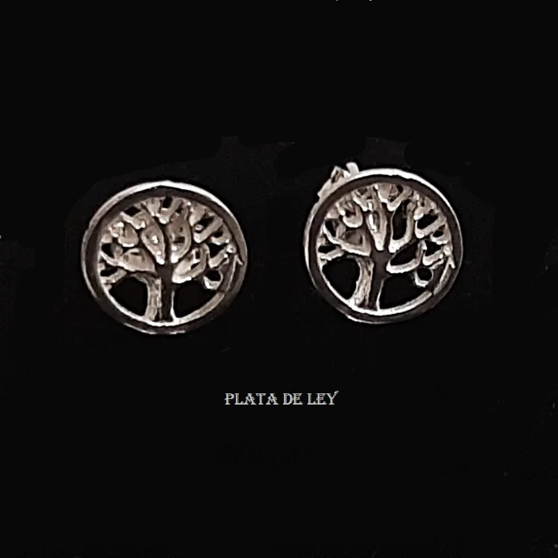 9 mm Tree of Life earrings, 925 sterling silver with gift case included. The power of life and its origins