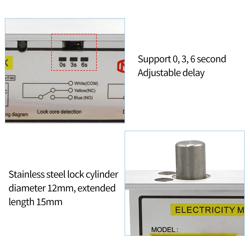 Elektronische Einsteckschloss Schmale Typ Elektrische Tür Bolzen Schloss für Home Office Holz Metall Tür Access Control mit Verzögerung Signal 12V