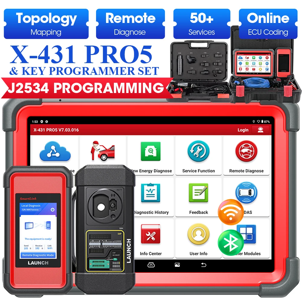 Outils de diagnostic LAUNCH X431 PRO5, ensemble X-PROG3 avec programmeur de clés X-PROG3, ensemble de logiciels HD pour camions 24V