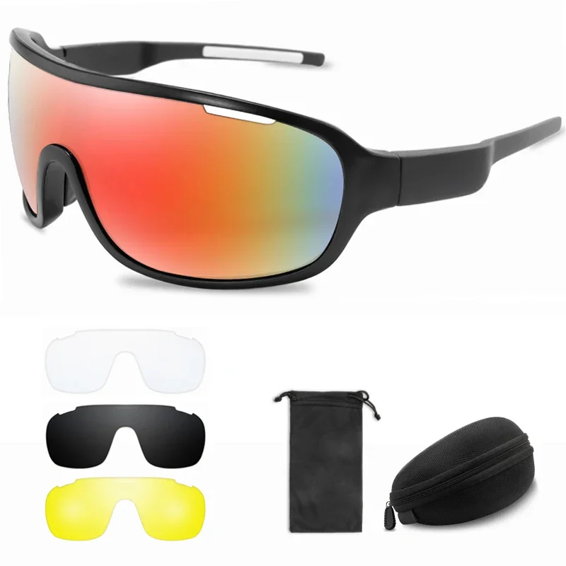 AliExpress POAT 4 Lens Cycling Glasses UV400 Outdoor Sports Eyewear Fashion Bike Bicycle Sunglasses Mtb Goggles with Case