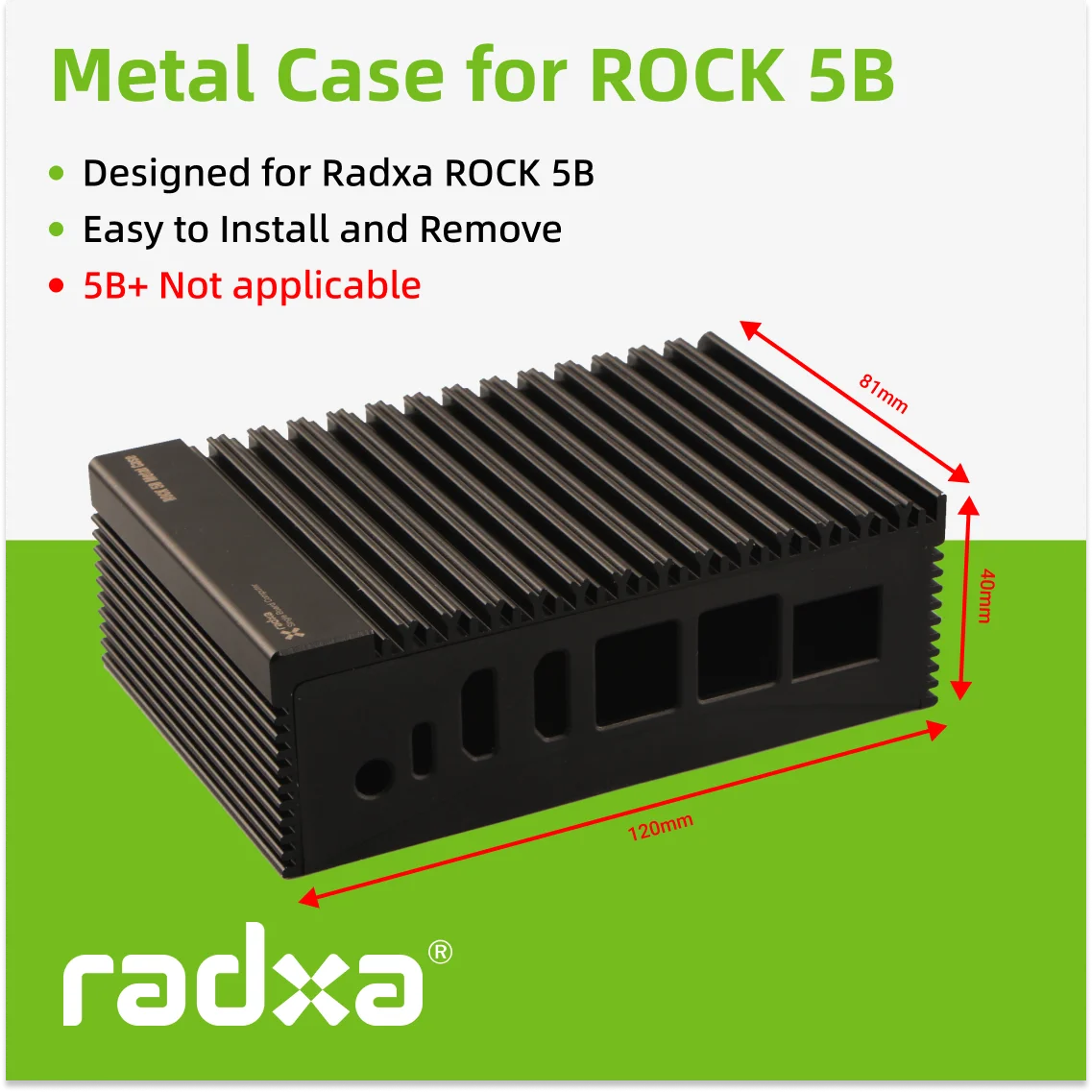 Radxa Metallgehäuse für ROCK 5B, Nicht für 5B+ geeignet, Vollmetallgehäuse