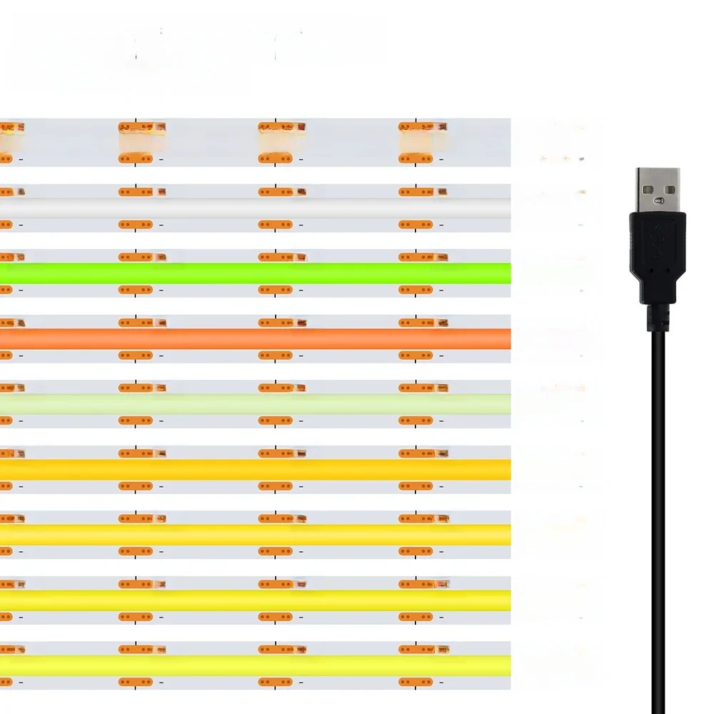 5V USB 3MM 5MM PCB COB LED bande lumineuse blanc/rouge/vert/rose/bleu glace/jaune rétro-éclairage TV DC5V 320Led Flex lampe de nuit décor à la maison