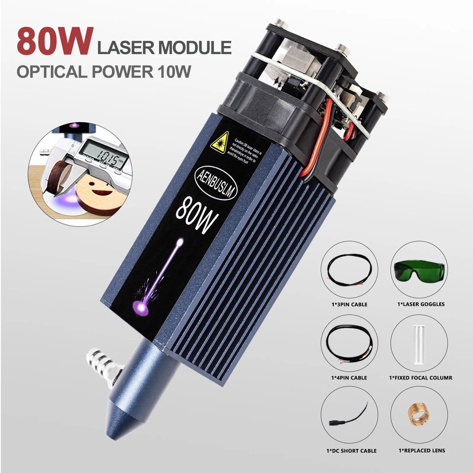 

AENBUSLM 40W / 80W Laser Module with Air Assist 450nm Blue Laser Light Laser Cutting Laser Engraver Woodworking Cutting Tools