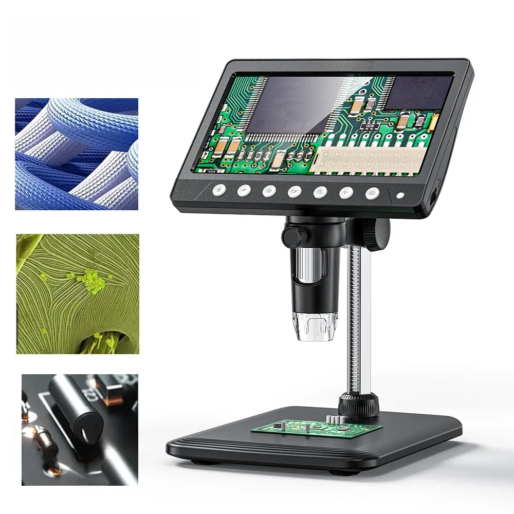 7-calowy mikroskop cyfrowy IPS 5MP mikroskop monetowy lupa 1200X mikroskop wideo 8 diod LED do naprawy elektroniki lutowanie — zdjęcie 2