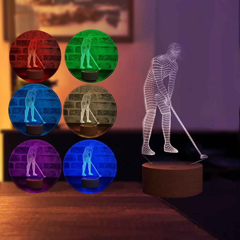 Decorative Gift LED Table Lamp with Golfer Figure - Sports Enthusiast's Night Light