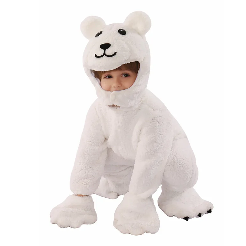 2026 New Arrival Toddler Boy White Arctic Animal Halloween Purim Fancy Dress Up Kids Girl Polar Bear Costume