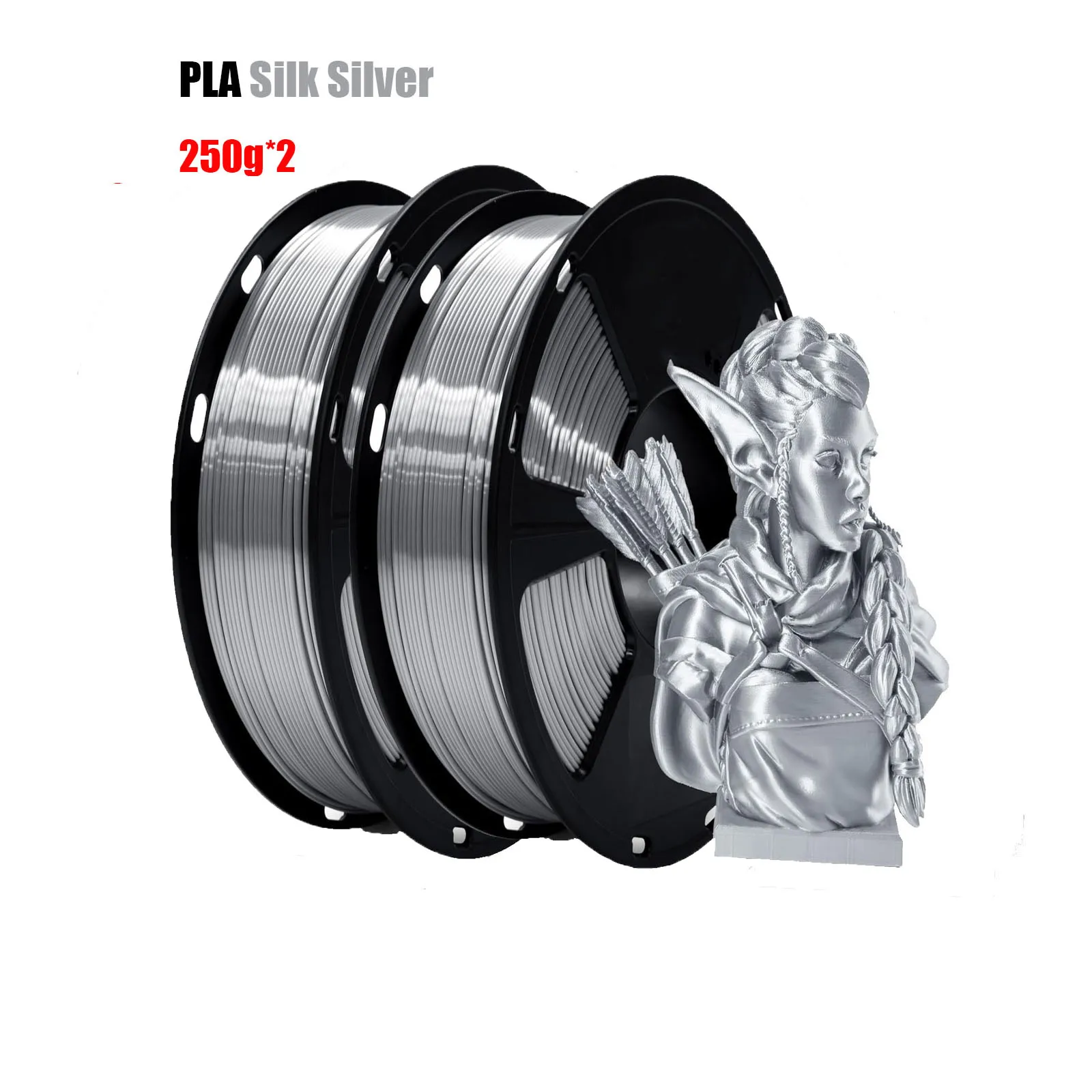 

PLA Filament 1.75mm 3D Printer Filament with Shiny Surface, Shiny PLA Silk Filament 250g/500g Spool 3D Printing Filament,silver