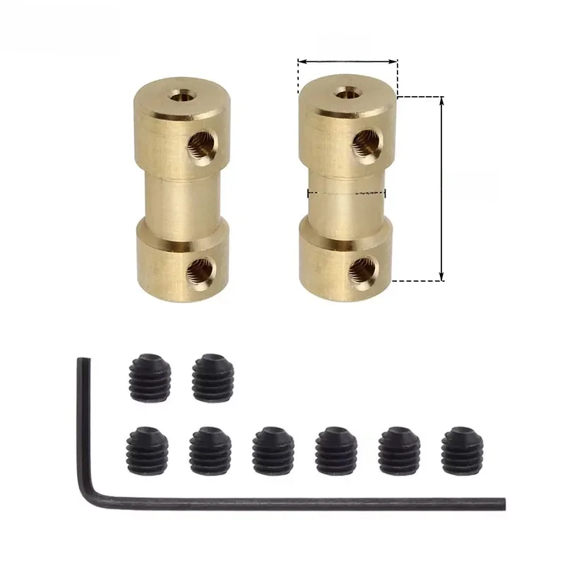 Couremplaçant d'Accouplement d'Arbre de Moteur en Laiton Rigide, Joint de Transmission de Moteur, Connecteur, Adaptateur de Manchon, 2mm/2.3mm/3mm/3.17mm/4mm/5mm/6mm, 1 Ensemble
